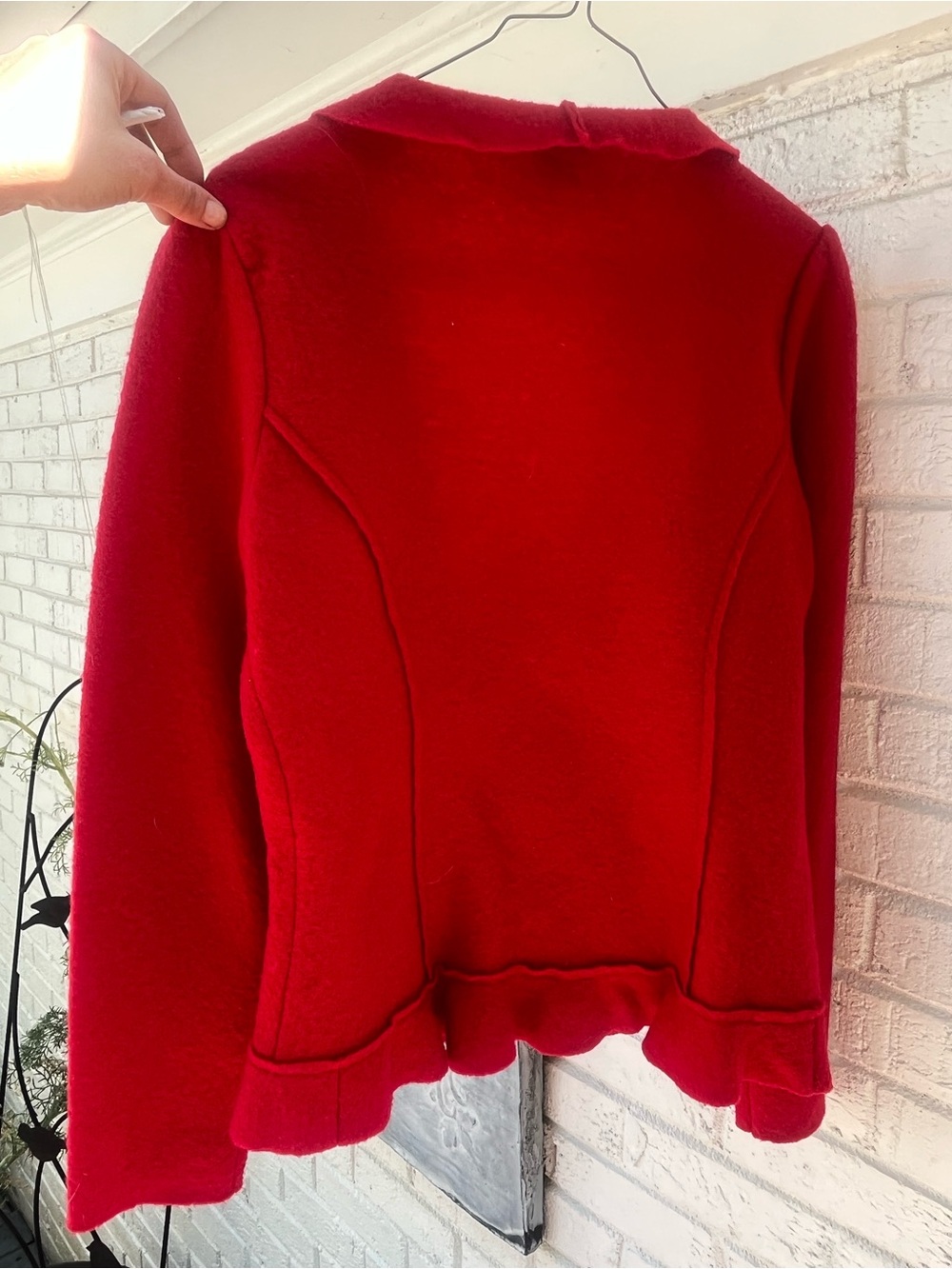 Ruby Rd Red 100% Wool Ruffle Cardigan Jacket M - Picture 5 of 7